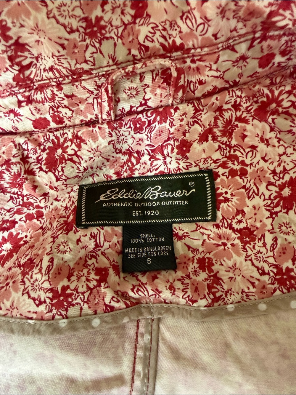 Eddie Bauer Floral Cotton Blazer Jacket Red Cream Size Small Y2K